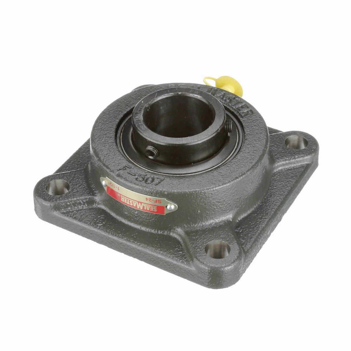 Sealmaster Mounted Cast Iron Four Bolt Flange Ball Bearing - 52100 Bearing Steel, Black Oxided - Setscrew Lock - SF-24