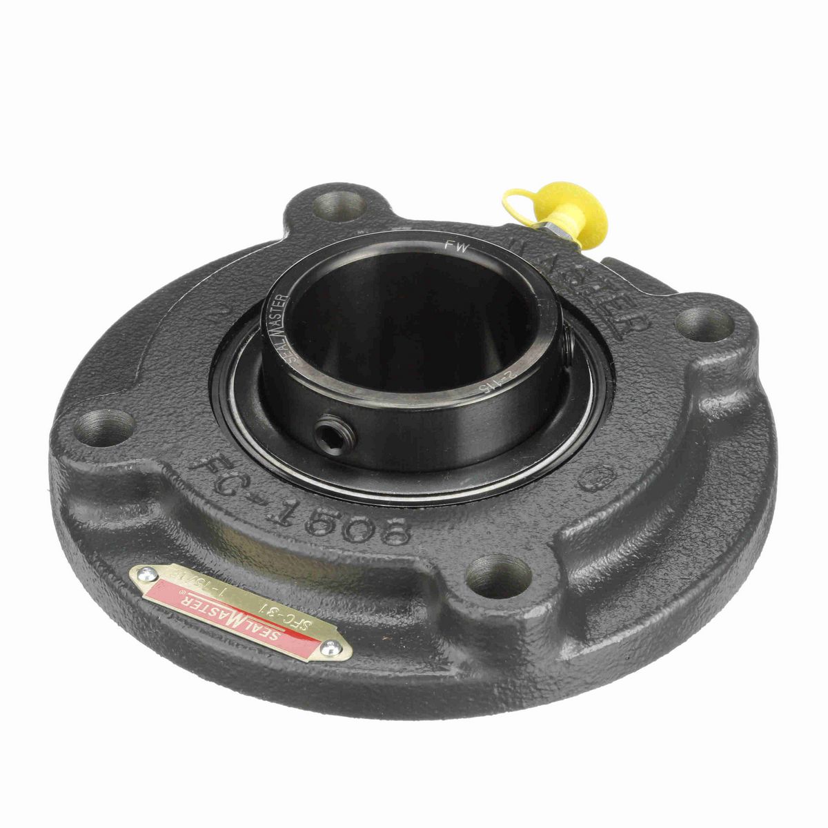 Sealmaster Mounted Cast Iron Flange Cartridge Ball Bearing - 52100 Bearing Steel, Black Oxided - Setscrew Lock - SFC-31