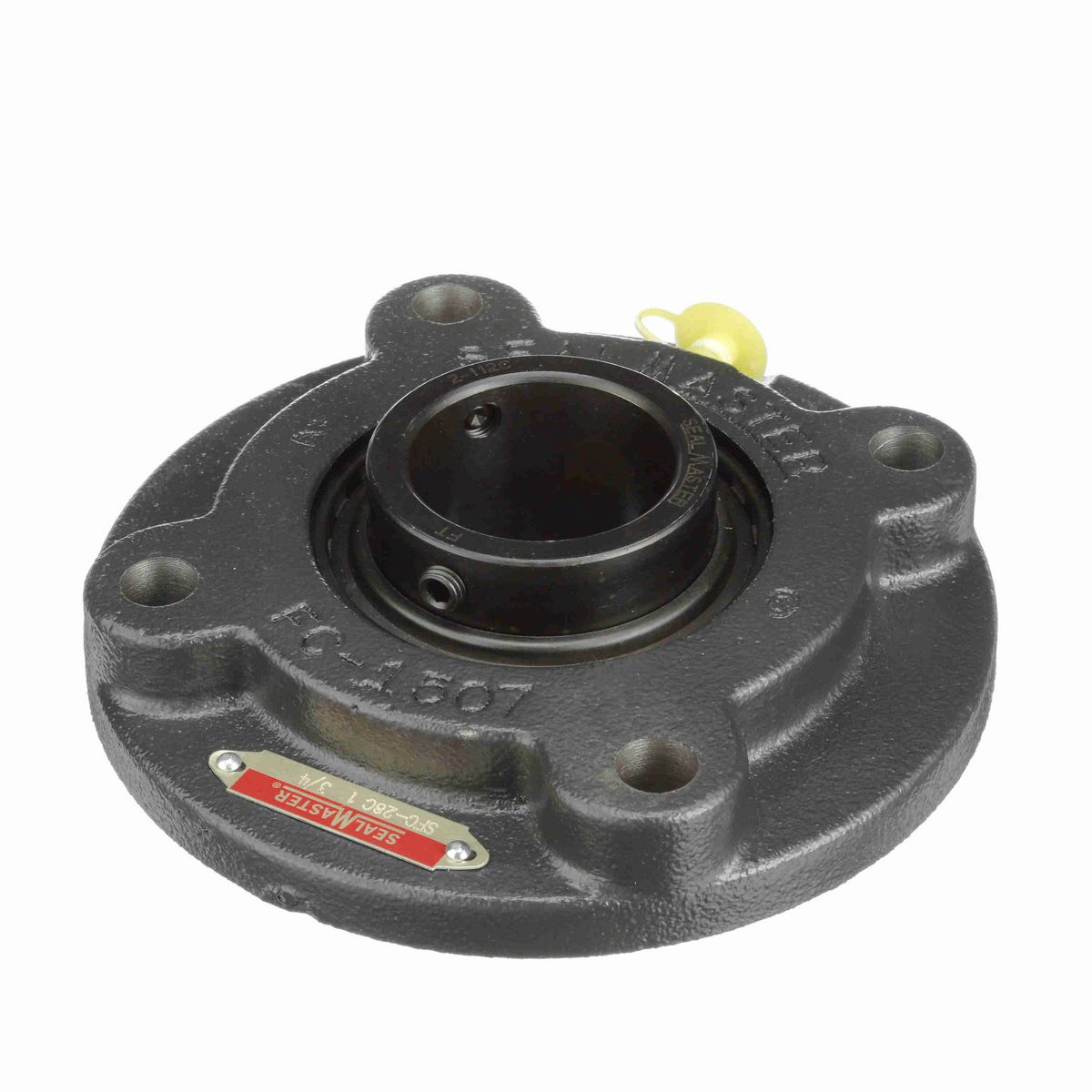 Sealmaster Mounted Cast Iron Flange Cartridge Ball Bearing - 52100 Bearing Steel, Black Oxided - Setscrew Lock - SFC-28C