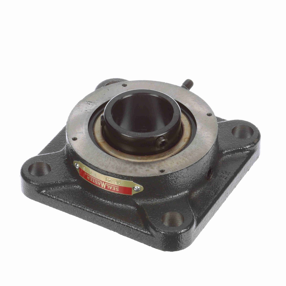 Sealmaster Mounted Cast Iron Four Bolt Flange Ball Bearing - 52100 Bearing Steel, Black Oxided - Setscrew Lock - HF-23