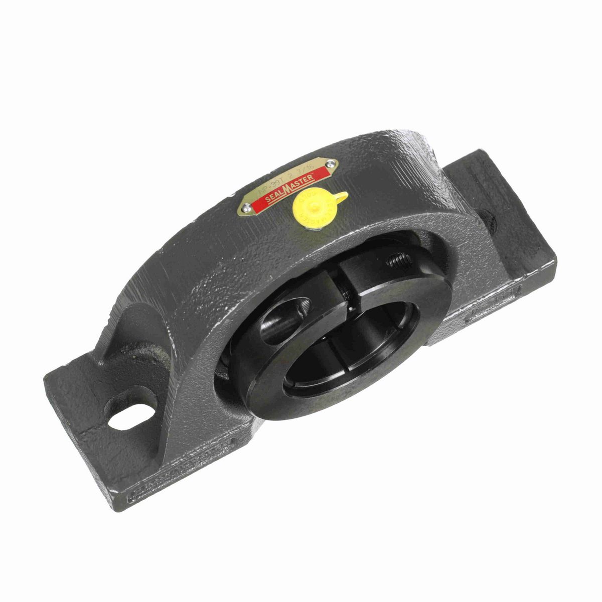 Sealmaster Mounted Cast Iron Two Bolt Pillow Block Ball Bearing - 52100 Bearing Steel, Black Oxided - Concentric Lock - NP-39T