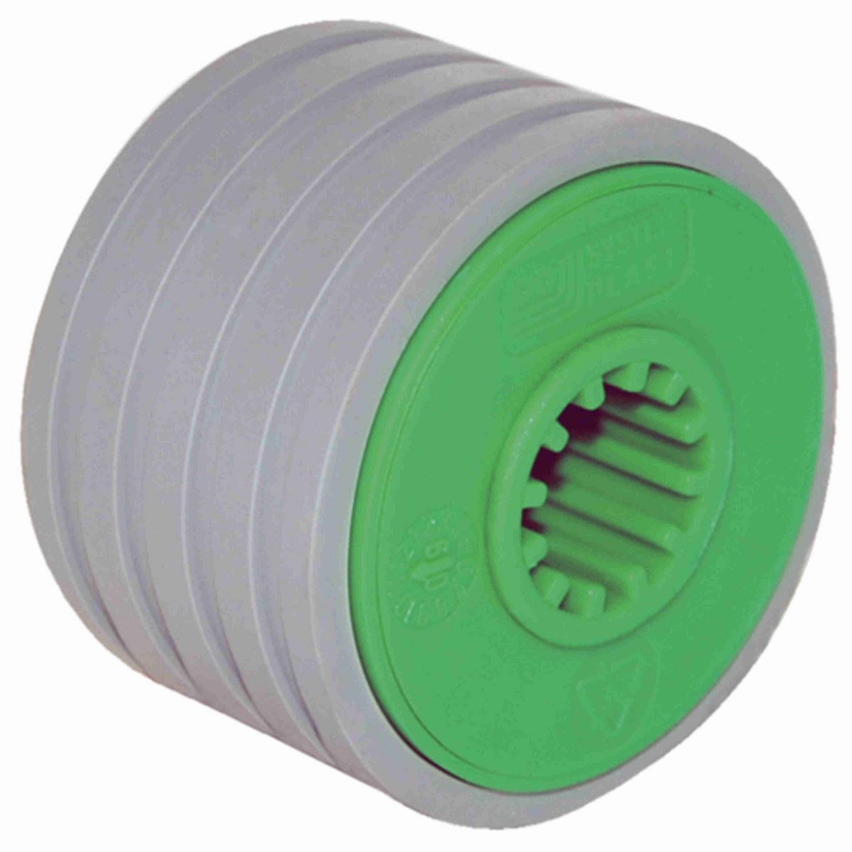 System Plast Return Roller with Rubber; OD: 67-mm, Shaft Dia: 20-mm, Length: 40.5-mm, Color: Green - RR-67B20ML41-PEG