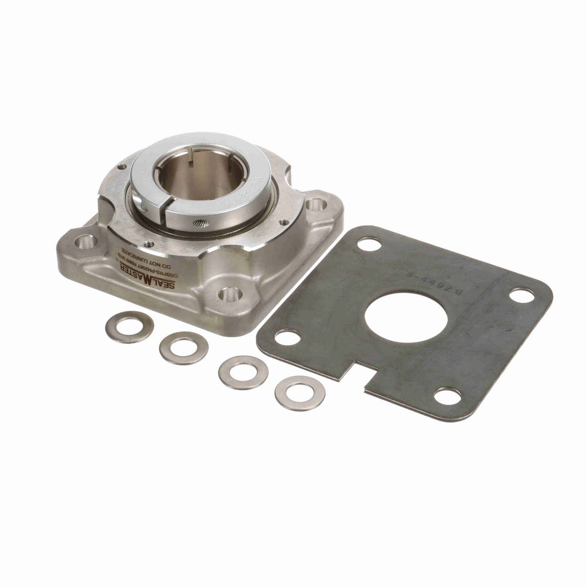 Sealmaster Mounted Stainless Steel Four Bolt Flange Ball Bearing - 52100 Bearing Steel, Phosphorus Nickel Coated - Concentric Lock - Corrosion Resistant - Reduced Maintenance - Lubed for Life - CRBFRS-PN208T RMW