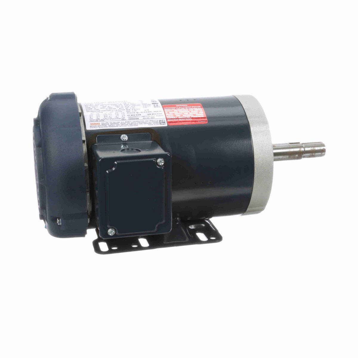 LEESON Close-Coupled Pump Motor, 1.50 & 1 HP, 3 Ph, 60 & 50 Hz, 230/460 & 190/380 V, 3600 & 3000 RPM, 143JM Frame, TEFC - GT3103