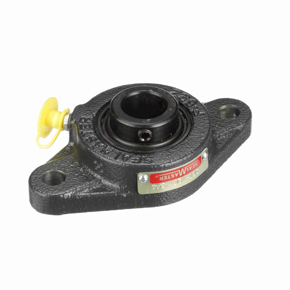 Sealmaster Mounted Cast Iron Two Bolt Flange Ball Bearing - 52100 Bearing Steel, Black Oxided - Setscrew Lock - SFT-12C