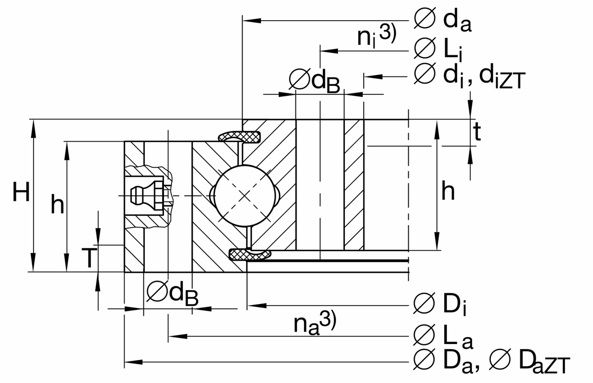 Опорно-поворотное устройство, подшипник с четырехточечным контактом, без зубчатого венца INA VU250433-VSP