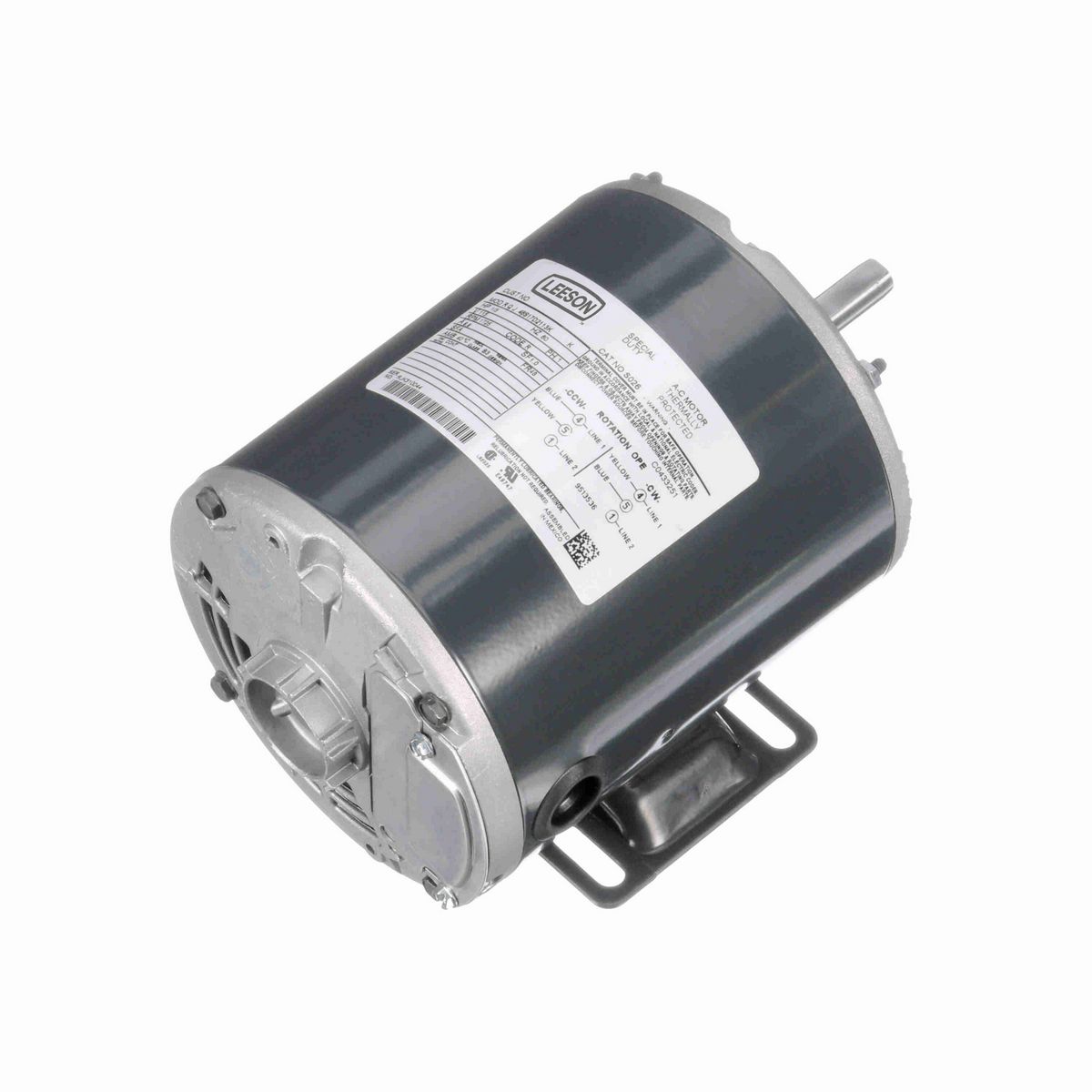 LEESON General Purpose Motor, 0.33 HP, 1 Ph, 60 Hz, 115 V, 1800 RPM, 48 Frame, DP - S026