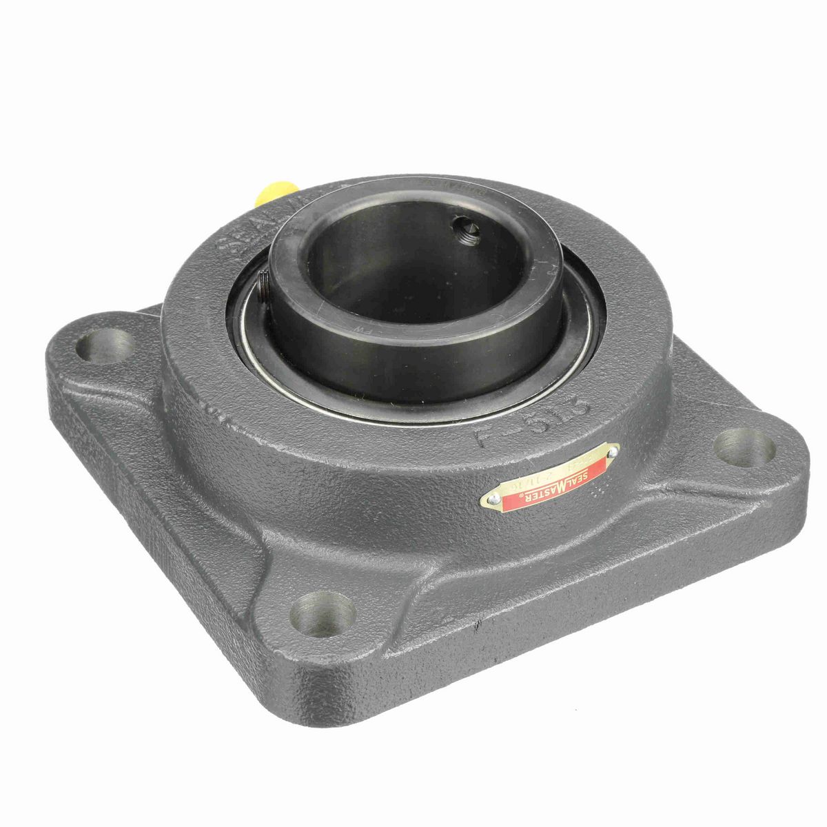Sealmaster Mounted Cast Iron Four Bolt Flange Ball Bearing - 52100 Bearing Steel, Black Oxided - Setscrew Lock - MSF-43