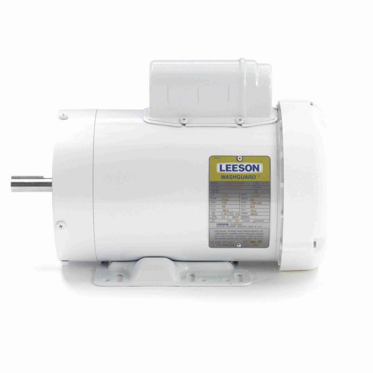 LEESON White Duck™ General Purpose Motor, 1.50 HP, 1 Ph, 60 Hz, 115/230 V, 1800 RPM, 56HC Frame, TEFC - 113300.00