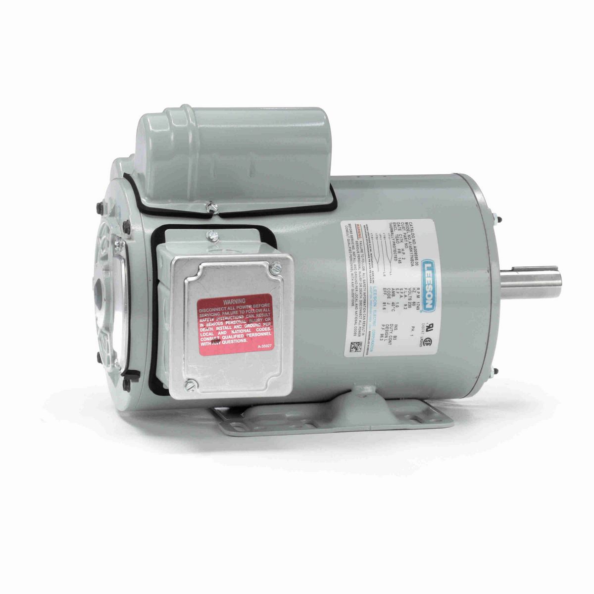 LEESON Agricultural Motor, 2 HP, 1 Ph, 60 Hz, 230 V, 1800 RPM, 145T Frame, TEAO - A009595.00