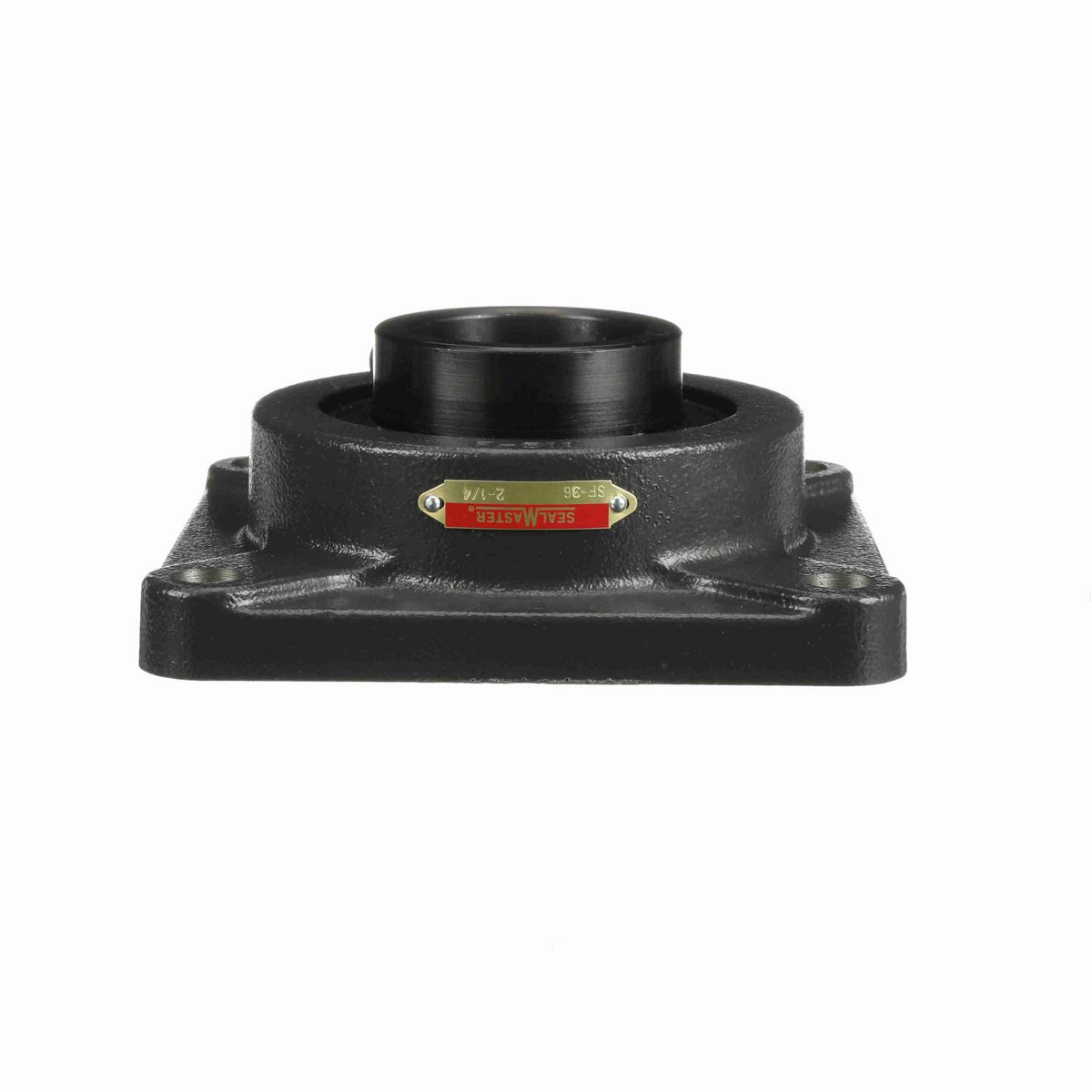 Sealmaster Mounted Cast Iron Four Bolt Flange Ball Bearing - 52100 Bearing Steel, Black Oxided - Setscrew Lock - SF-36