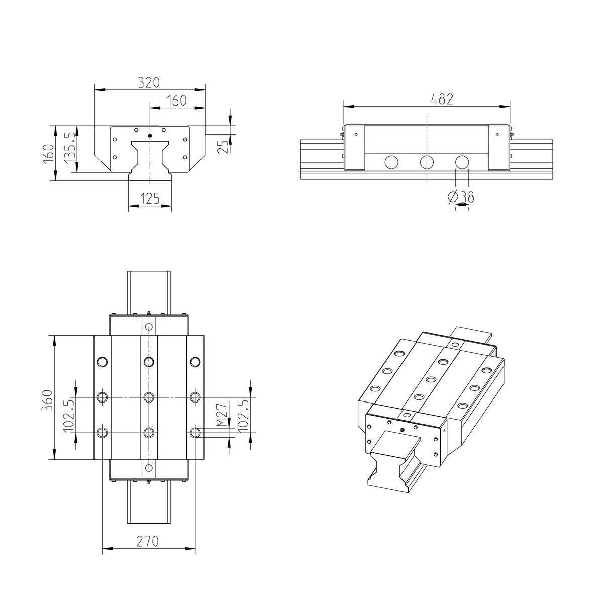 Роликовая каретка устойчивая к коррозии с покрытием Resist CR Bosch Rexroth RWA-125-FLS-C2-H [R186332360]