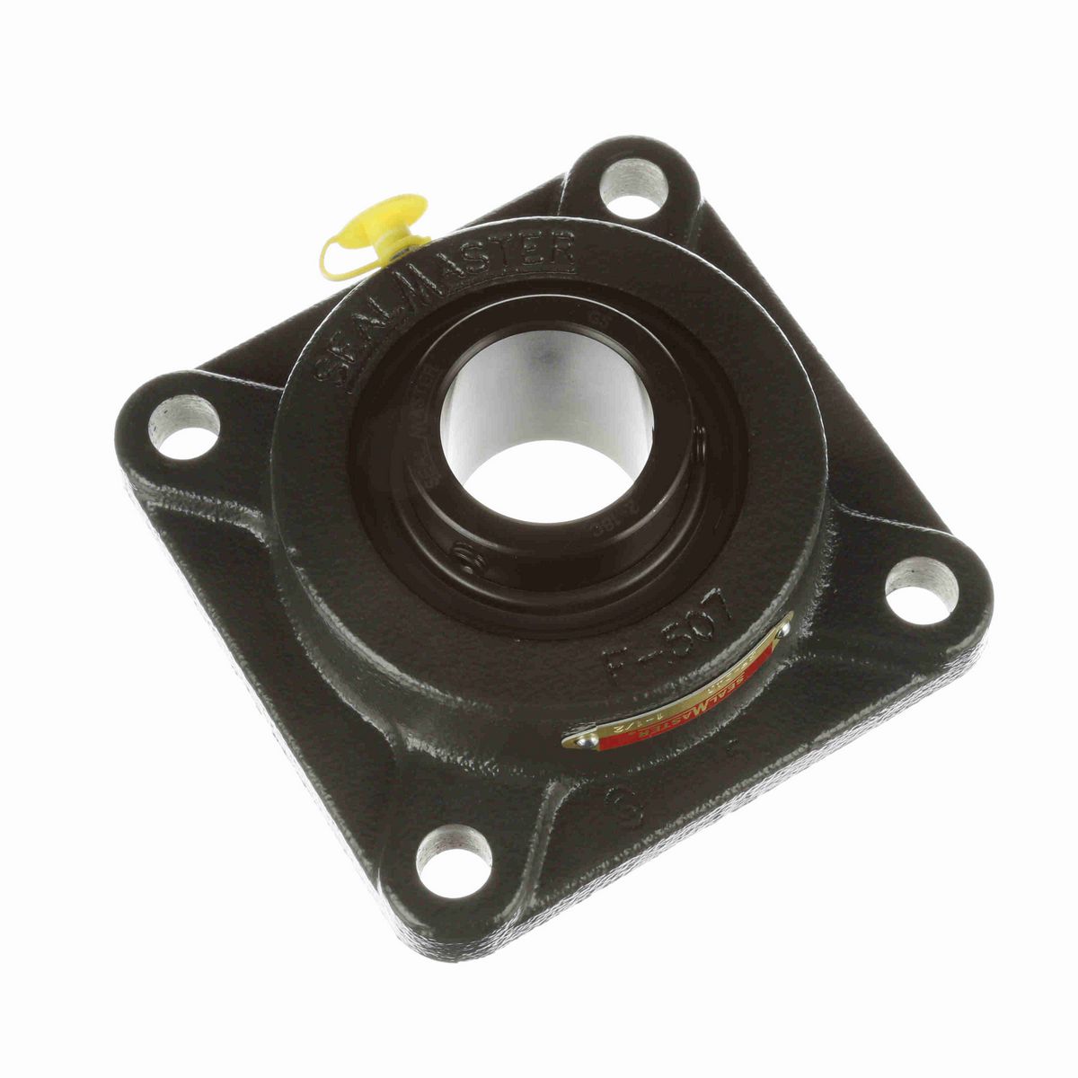 Sealmaster Mounted Cast Iron Four Bolt Flange Ball Bearing - 52100 Bearing Steel, Black Oxided - Setscrew Lock - SF-24C