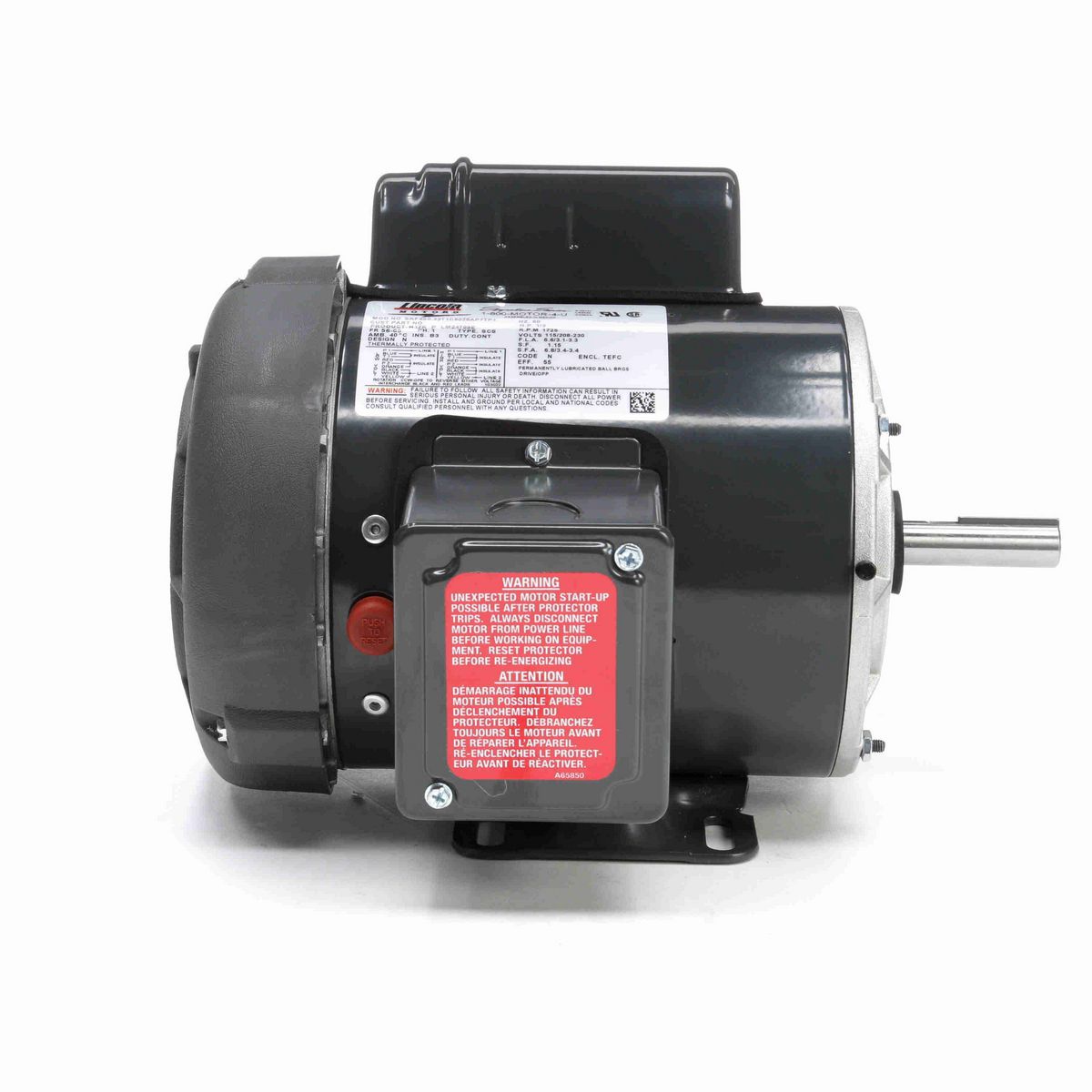 LEESON Agricultural Motor, 0.33 HP, 1 Ph, 60 Hz, 115/230 V, 1800 RPM, 56 Frame, TEFC - LM24789