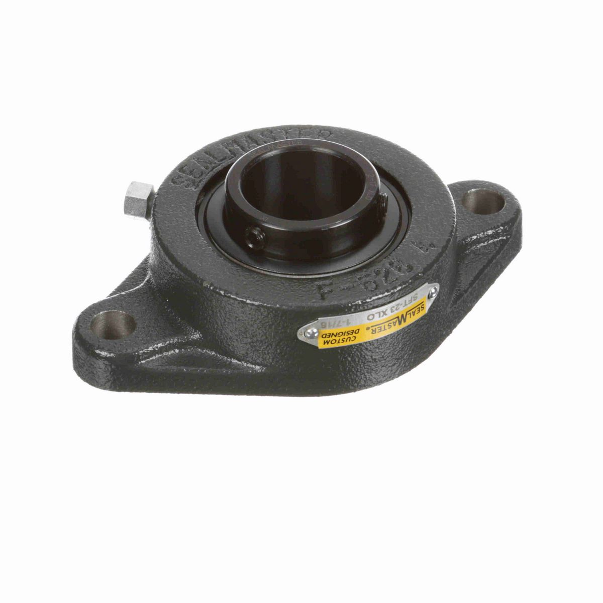 Sealmaster Mounted Cast Iron Two Bolt Flange Ball Bearing - 52100 Bearing Steel, Black Oxided - Setscrew Lock - Extra Low Drag - SFT-23 XLO