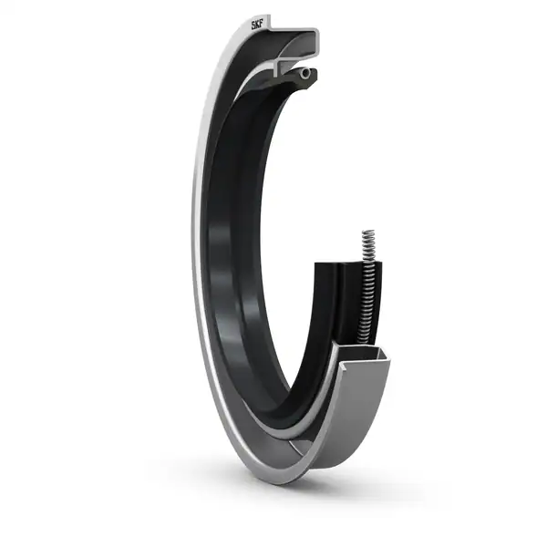 Манжетное уплотнение с металлическим корпусом и двухкромочным уплотнением, для жидкой или пластичной смазки SKF 24917