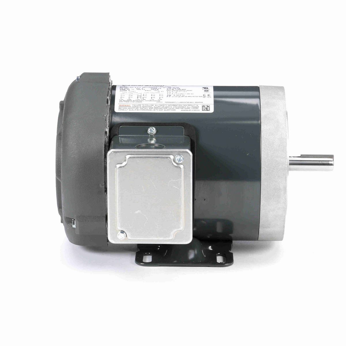 LEESON General Purpose Motor, 0.25 & 0.17 HP, 3 Ph, 60 & 50 Hz, 208-230/460 & 190/380 V, 1200 & 1000 RPM, 56C Frame, TEFC - G586
