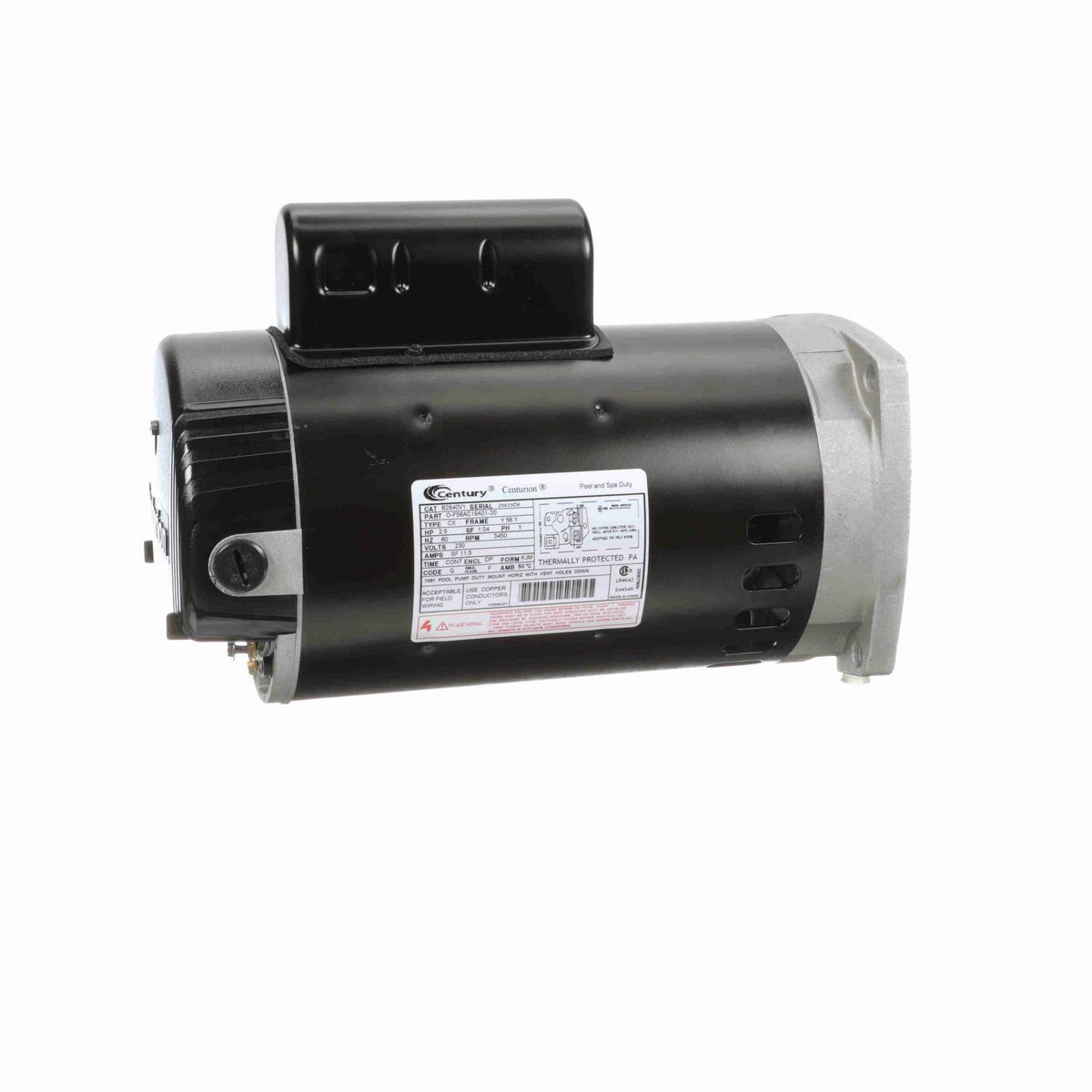 Century Pool Pump Motor, 2.5 HP, 1 Ph, 60 Hz, 230 V, 3600 RPM, Y56Y Frame, DP - B2840V1