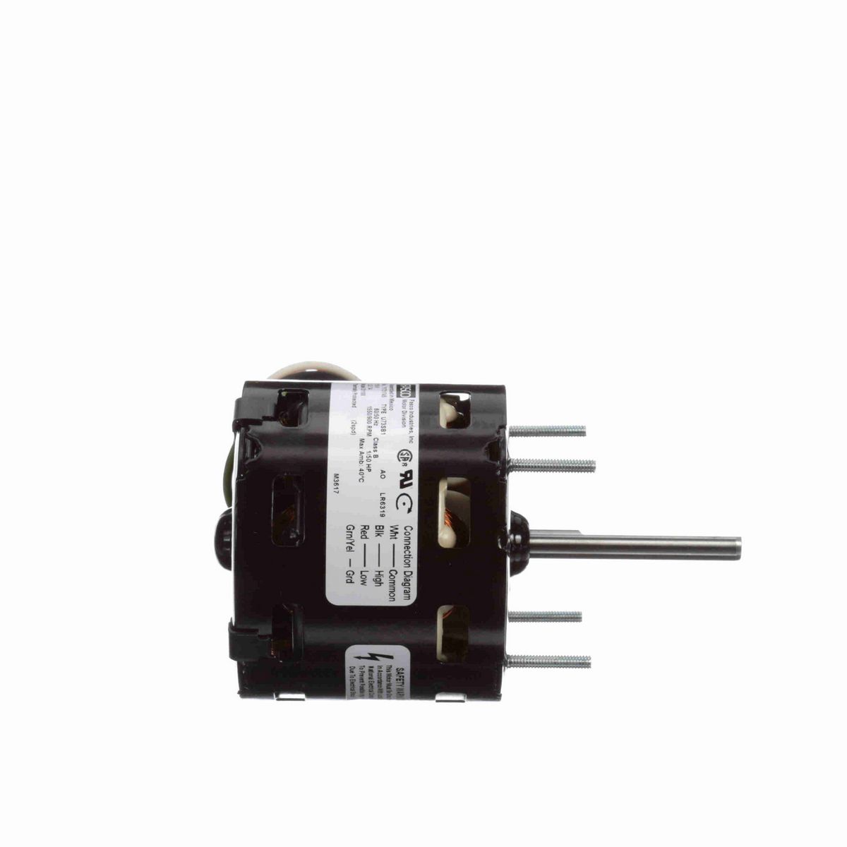 FASCO OEM Replacement Motor, 1/50 HP, 1 Ph, 60 Hz, 115 V, 1550/900 RPM, 2 Speed, 3.3" Diameter, OAO - D1100