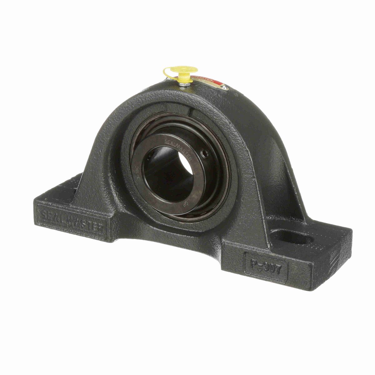 Sealmaster Mounted Cast Iron Two Bolt Pillow Block Ball Bearing - 52100 Bearing Steel, Black Oxided - Setscrew Lock - MP-24C