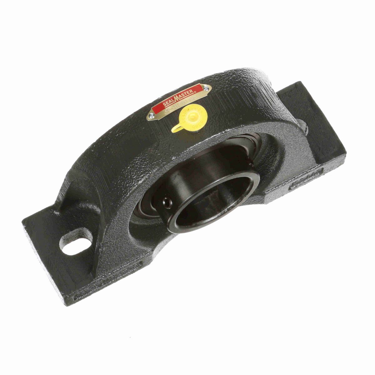 Sealmaster Mounted Cast Iron Two Bolt Pillow Block Ball Bearing - 52100 Bearing Steel, Black Oxided - Setscrew Lock - NP-212