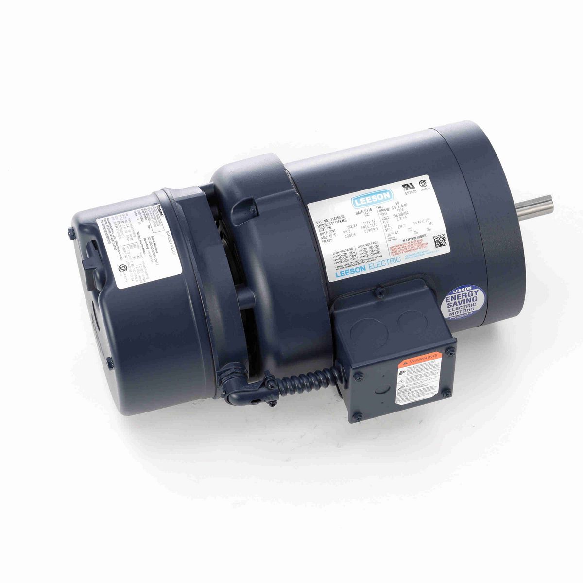 LEESON Brake Motor, 0.75 HP, 3 Ph, 60 Hz, 230/460 V, 1800 RPM, 56C Frame, TEFC - 114155.00