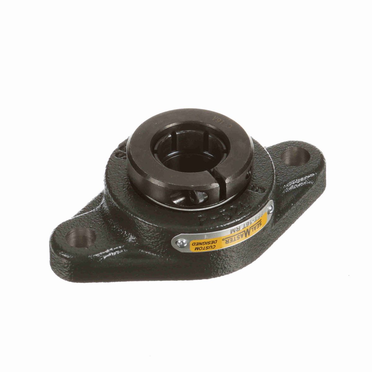 Sealmaster Mounted Cast Iron Two Bolt Flange Ball Bearing - 52100 Bearing Steel, Black Oxided - Concentric Lock - Reduced Maintenance - Lubed for Life - SFT-16T RM
