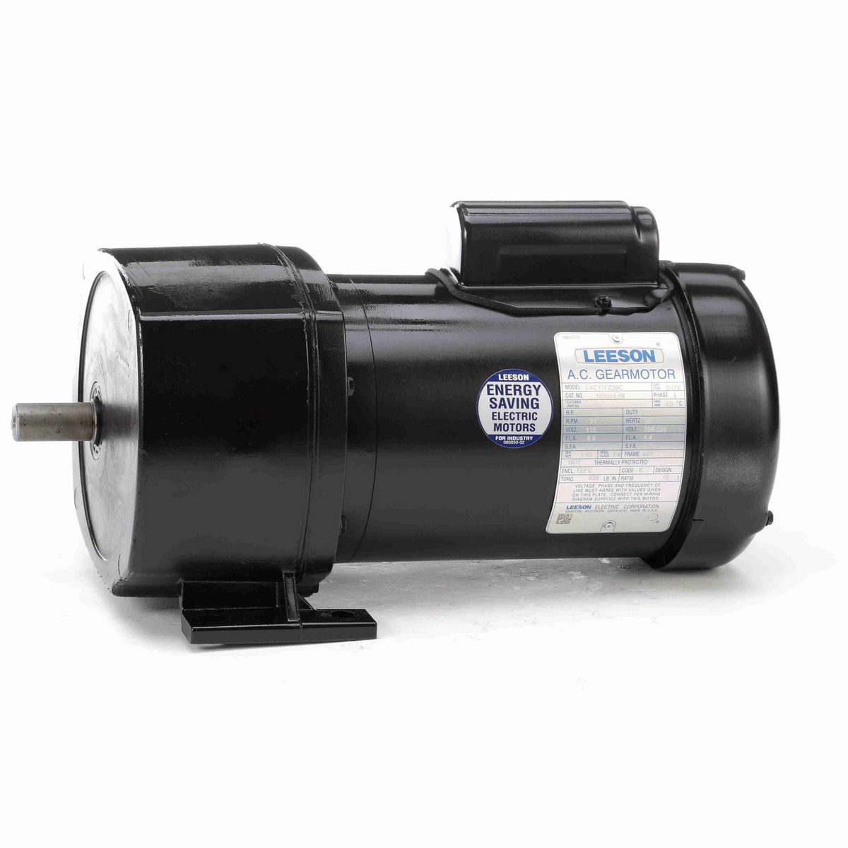 LEESON Parallel Shaft Gearmotor, 0.50 HP, 1 Ph, 60 Hz, 115/208-230 V, 91 RPM, 48Y Frame, TEFC - 107015.00