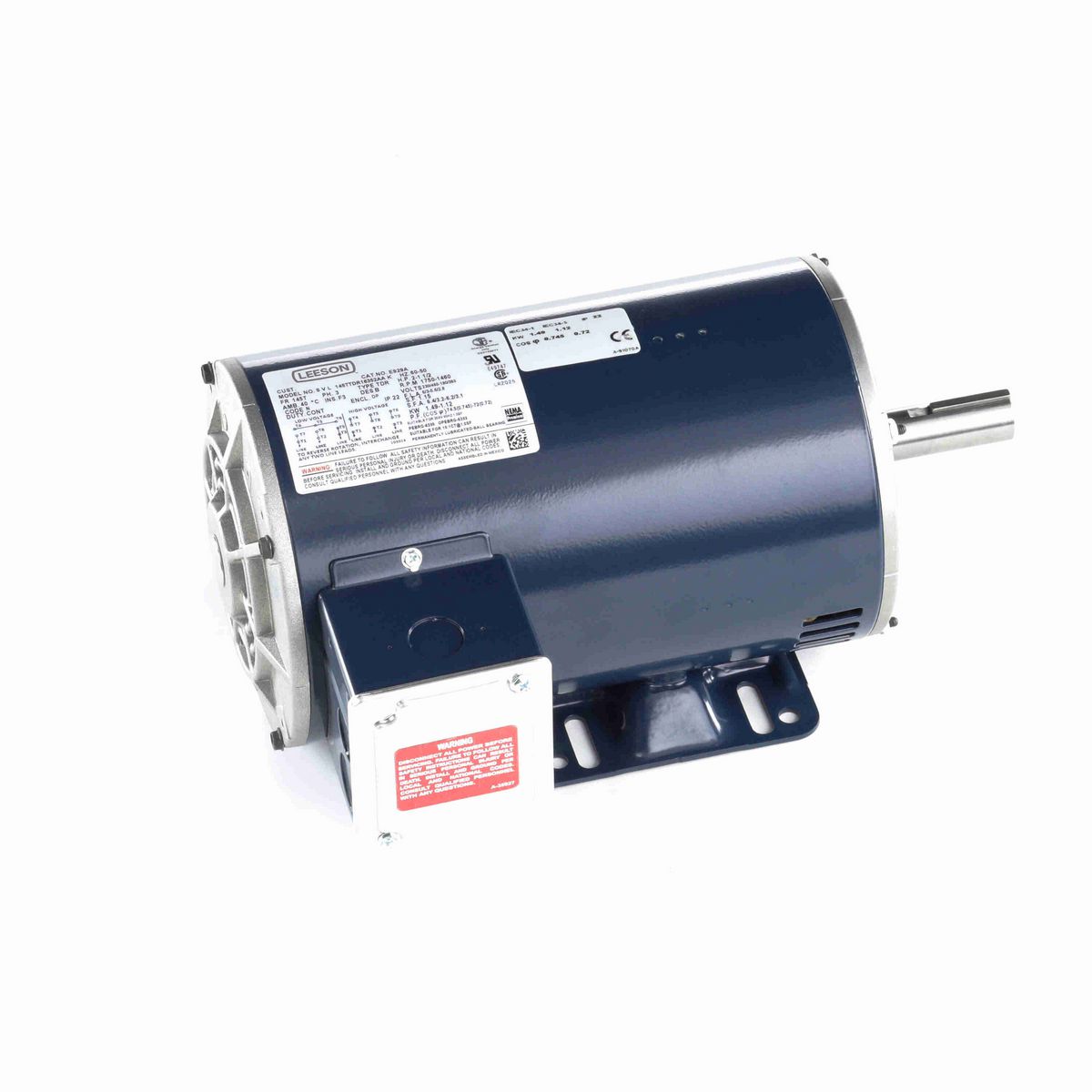 LEESON General Purpose Motor, 2 & 1.50 HP, 3 Ph, 60 & 50 Hz, 230/460 & 190/380 V, 1800 & 1500 RPM, 145T Frame, DP - E929A