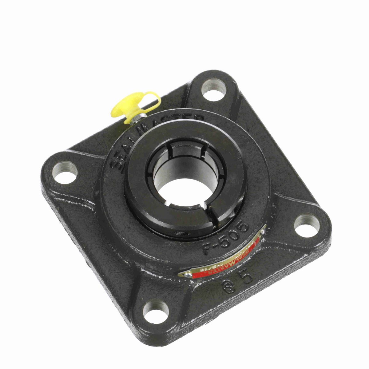 Sealmaster Mounted Cast Iron Four Bolt Flange Ball Bearing - 52100 Bearing Steel, Black Oxided - Concentric Lock - SF-19T