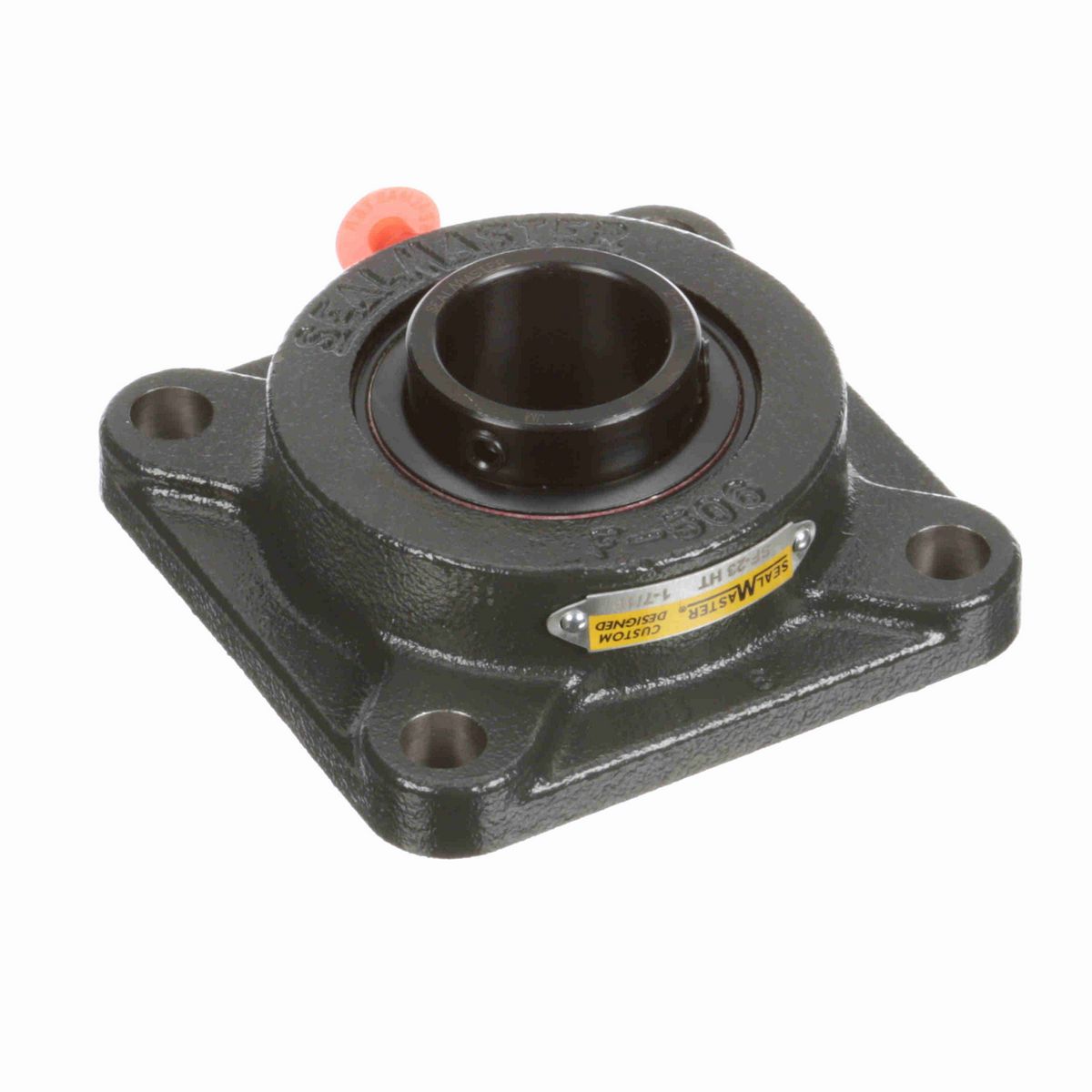 Sealmaster Mounted Cast Iron Four Bolt Flange Ball Bearing - 52100 Bearing Steel, Black Oxided - Setscrew Lock - High Temperature - SF-23 HT