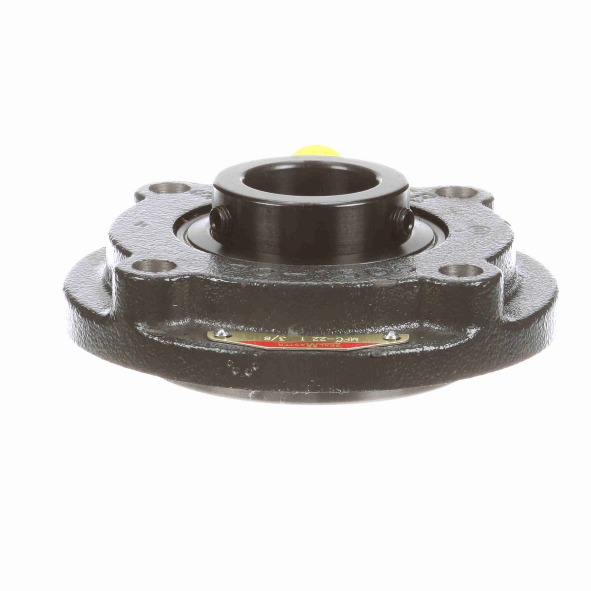Sealmaster Mounted Cast Iron Flange Cartridge Ball Bearing - 52100 Bearing Steel, Black Oxided - Setscrew Lock - MFC-22