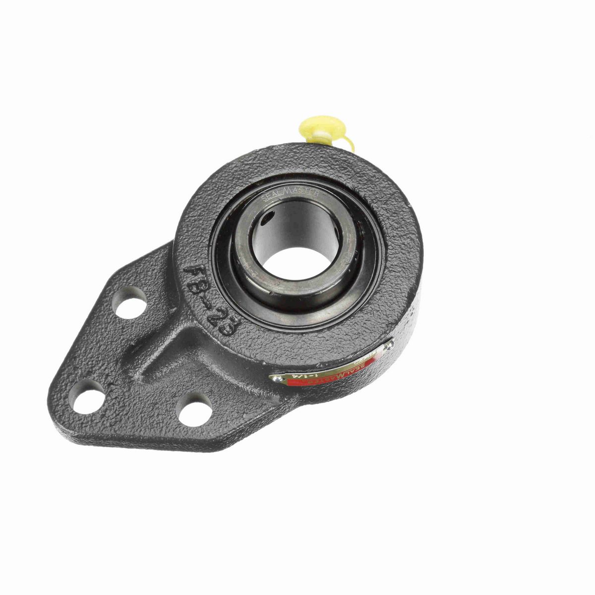 Sealmaster Mounted Cast Iron Three Bolt Flange Bracket Ball Bearing - 52100 Bearing Steel, Black Oxided - Setscrew Lock - FB-20