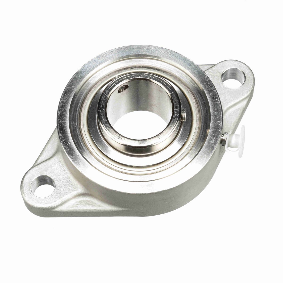 Sealmaster Mounted Stainless Steel Two Bolt Flange Ball Bearing - 52100 Bearing Steel, Phosphorus Nickel Coated - Setscrew Lock - Corrosion Resistant - CRFTS-PN23