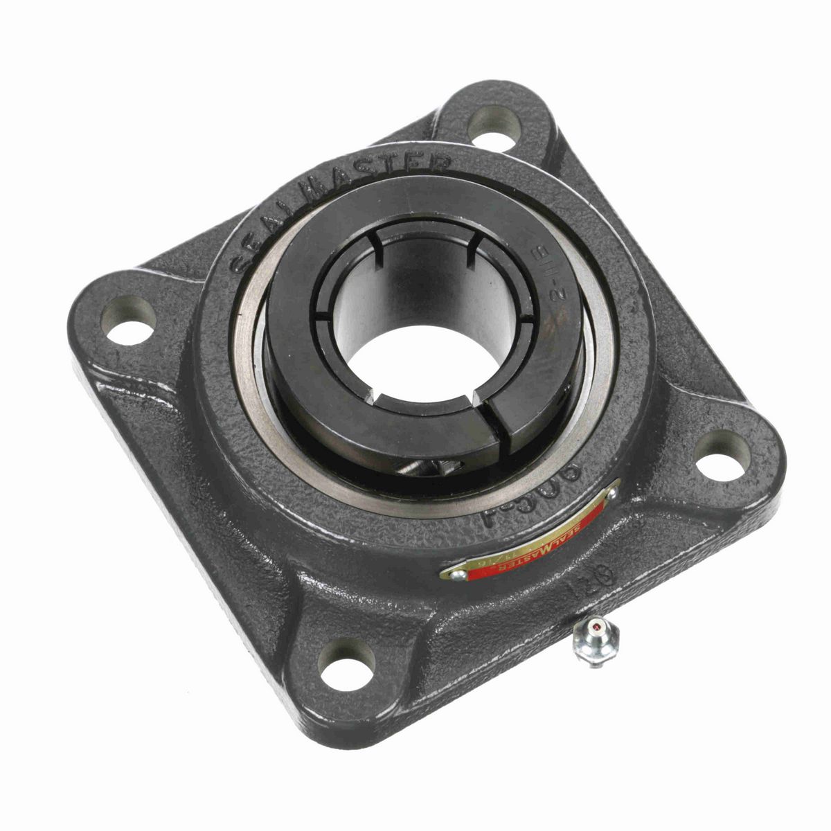 Sealmaster Mounted Cast Iron Four Bolt Flange Ball Bearing - 52100 Bearing Steel, Black Oxided - Concentric Lock - SFMH-27T