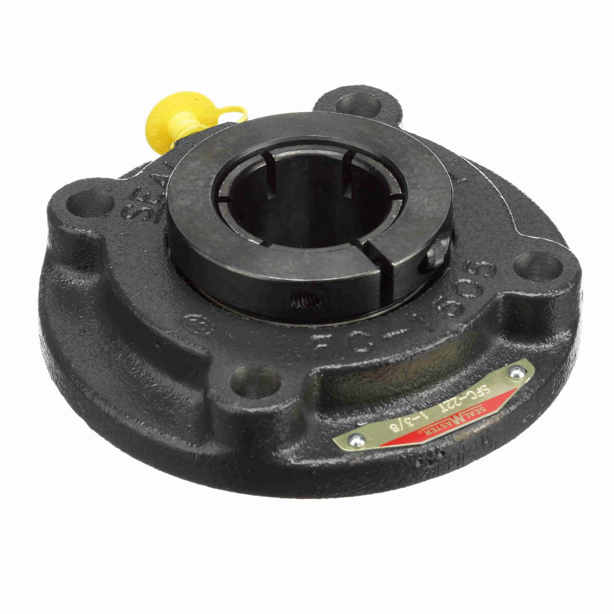 Sealmaster Mounted Cast Iron Flange Cartridge Ball Bearing - 52100 Bearing Steel, Black Oxided - Concentric Lock - SFC-22T