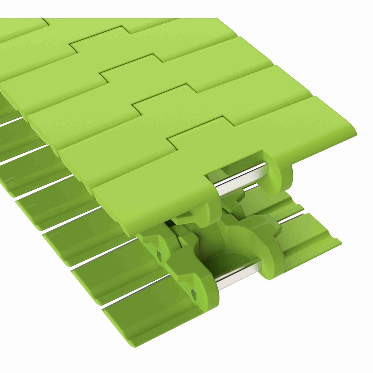 Rexnord 882TAB Side-flexing Solid Top, Material: Bright Lime-Green Dry PET Low Friction, Width: 7.5in, Pitch: 1.5in - 10483792