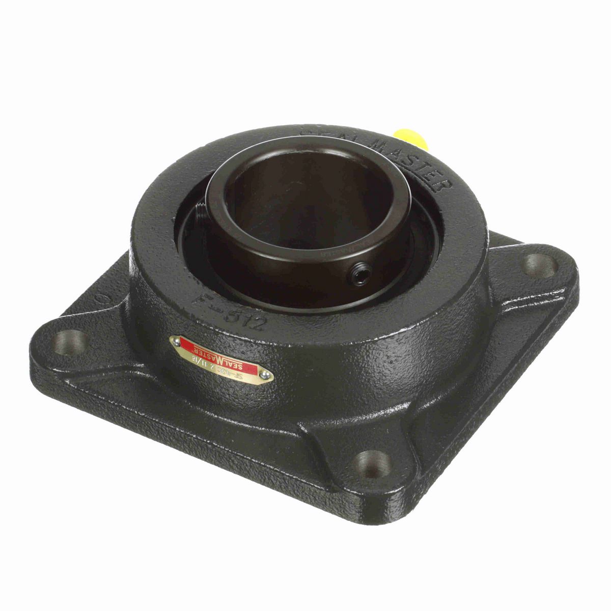 Sealmaster Mounted Cast Iron Four Bolt Flange Ball Bearing - 52100 Bearing Steel, Black Oxided - Setscrew Lock - SF-43C