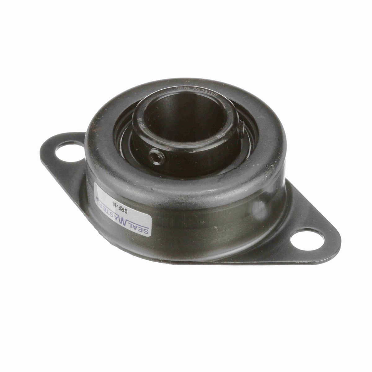 Sealmaster Mounted Stamped Steel Two Bolt Flange Ball Bearing - 52100 Bearing Steel, Black Oxided - Setscrew Lock - SRF-16