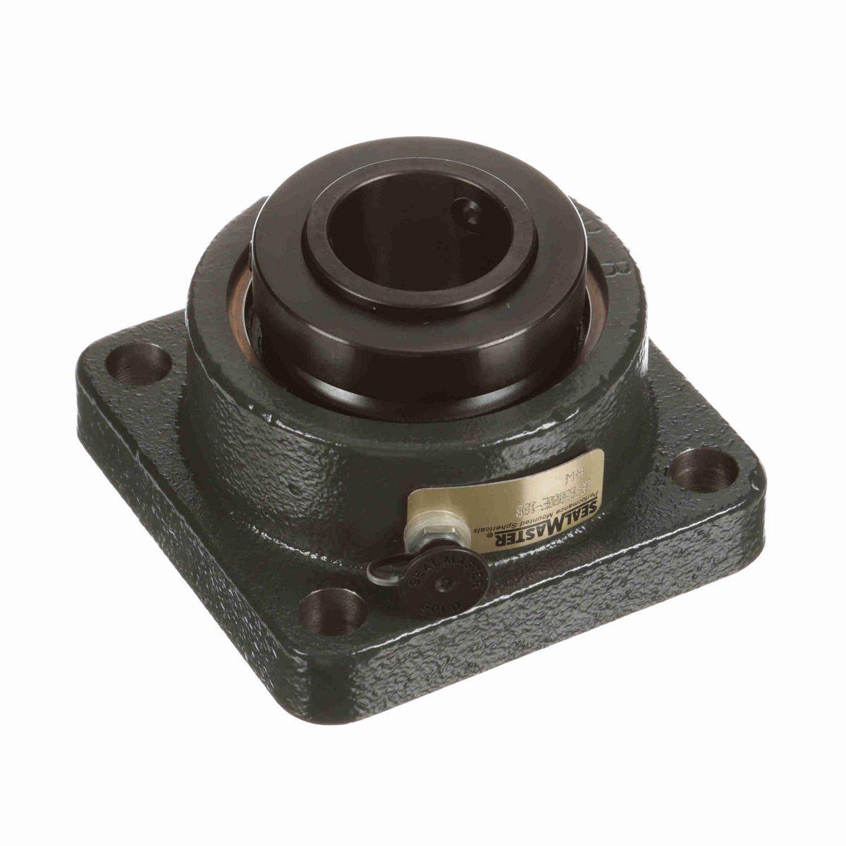 Sealmaster Mounted Cast Iron Four Bolt Flange Spherical Roller - 52100 Bearing Steel, Black Oxided - Collar Mount Lock - USFB5000E-108