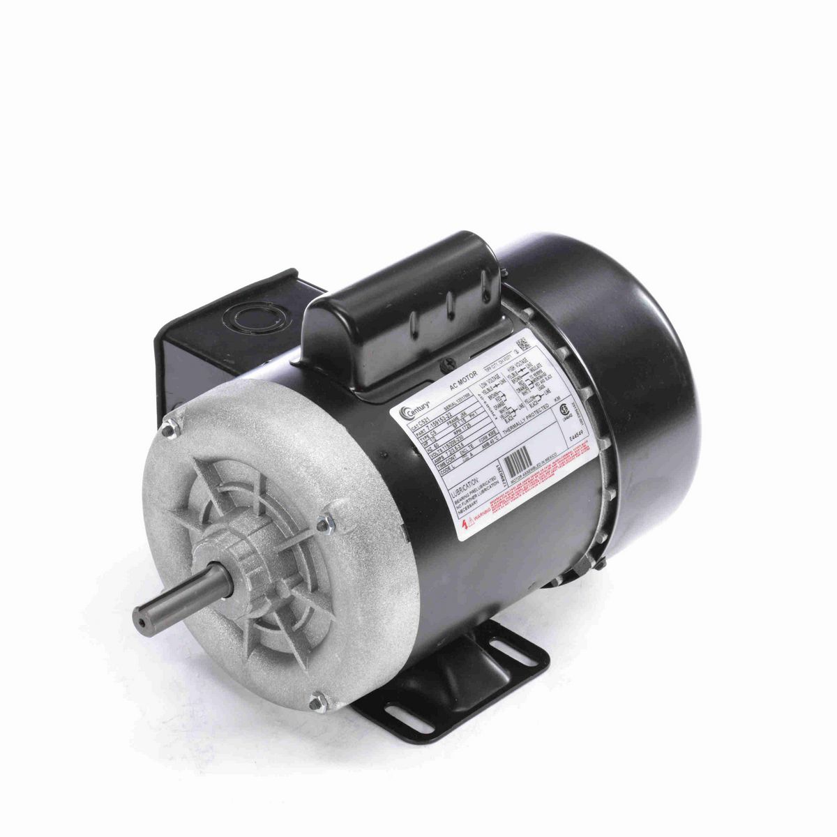 Century General Purpose Farm Duty Motor, 1/2 HP, 1 Ph, 60 Hz, 115/208-230 V, 1800 RPM, J56 Frame, TEFC - C521