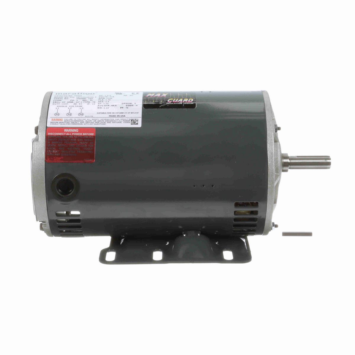LEESON General Purpose Motor, 1.50 HP, 3 Ph, 60 Hz, 575 V, 1800 RPM, 56H Frame, DP - K061B