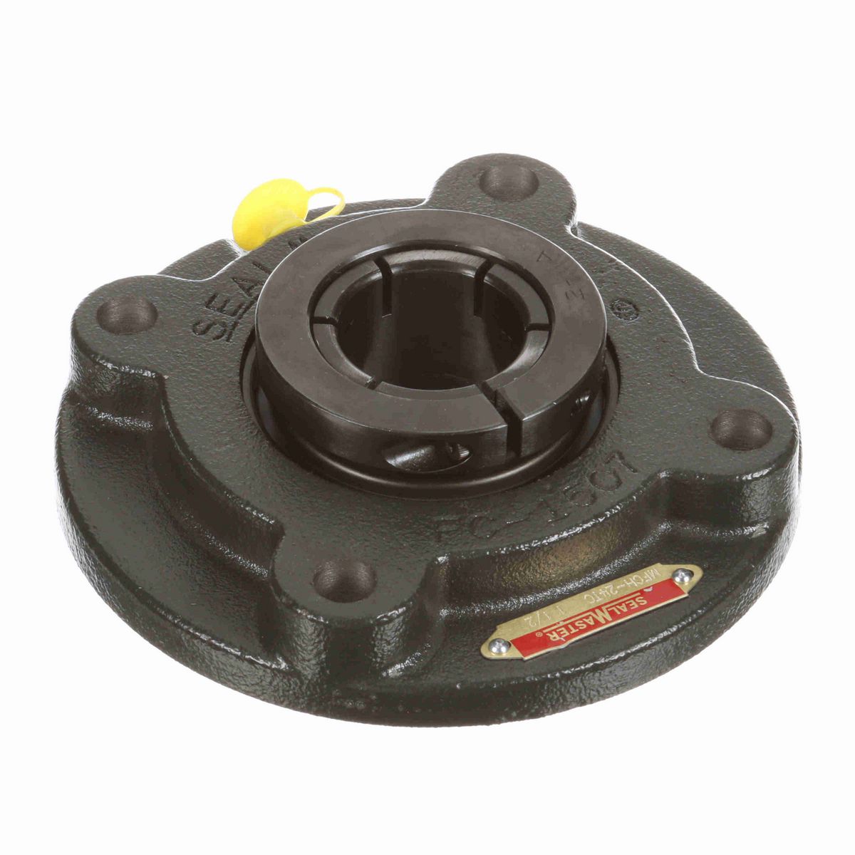 Sealmaster Mounted Cast Iron Flange Cartridge Ball Bearing - 52100 Bearing Steel, Black Oxided - Concentric Lock - MFCH-24TC
