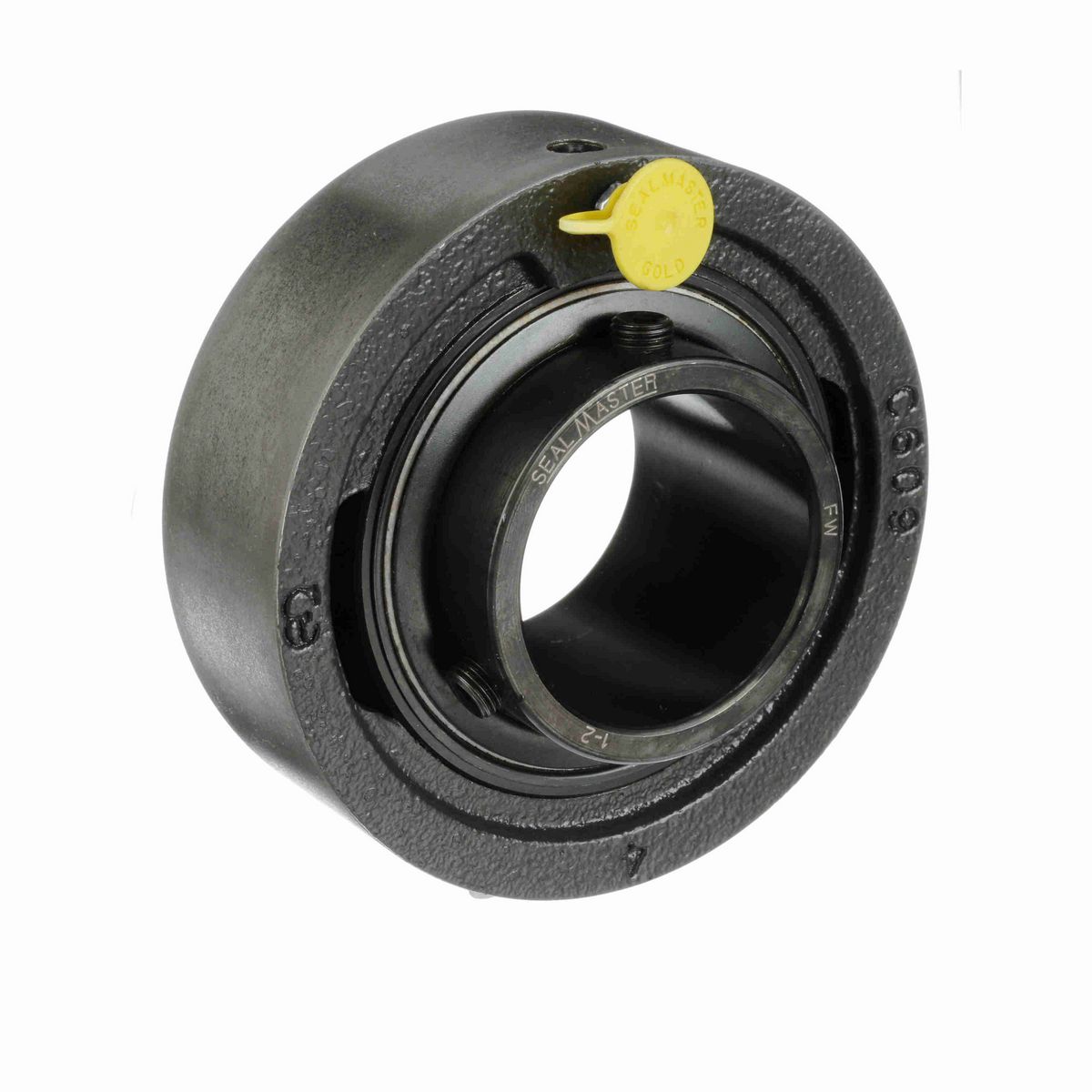 Sealmaster Mounted Cast Iron Cylindrical Cartridge Ball Bearing - 52100 Bearing Steel, Black Oxided - Setscrew Lock - SC-32R
