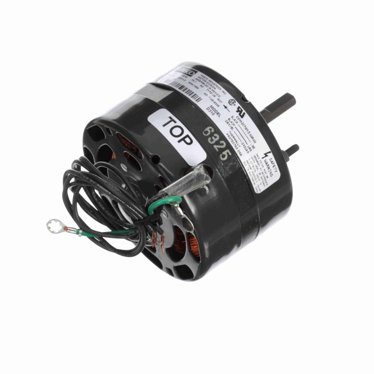 FASCO Fan and Blower Motor, 1/12 HP, 1 Ph, 60 Hz, 115 V, 1500 RPM, 1 Speed, 4.4" Diameter, OAO - D310