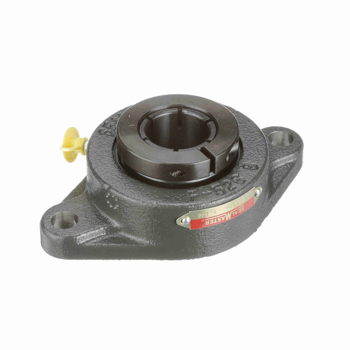 Sealmaster Mounted Cast Iron Two Bolt Flange Ball Bearing - 52100 Bearing Steel, Black Oxided - Concentric Lock - SFT-20TC