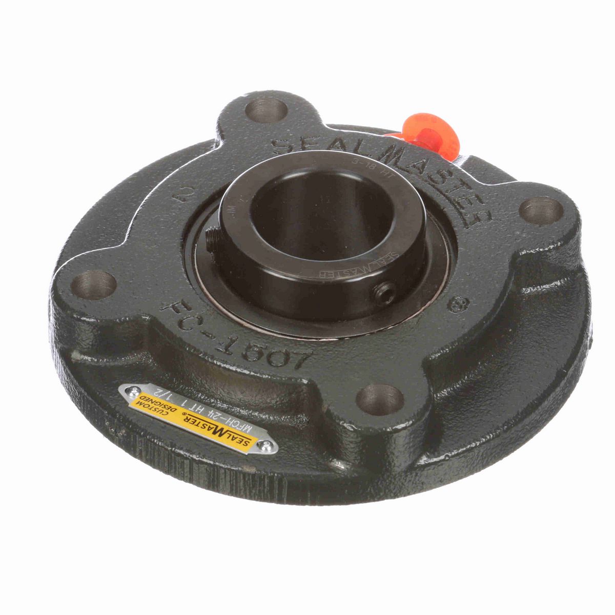Sealmaster Mounted Cast Iron Flange Cartridge Ball Bearing - 52100 Bearing Steel, Black Oxided - Setscrew Lock - High Temperature - MFCH-24 HT