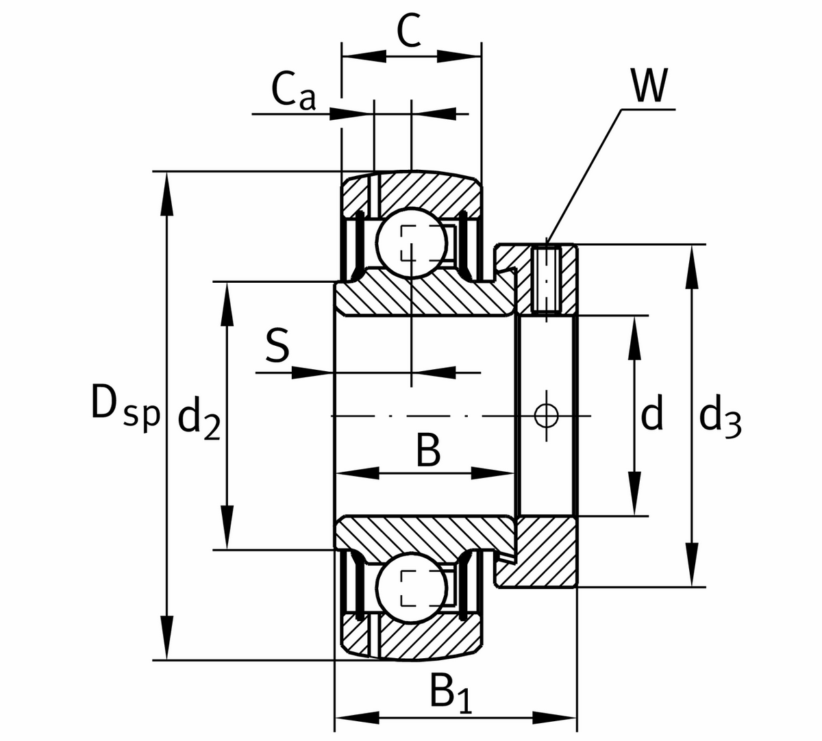 Радиальный закрепляемый шарикоподшипник INA GRAE35-XL-NPP-B (GRAE35-NPP-B)