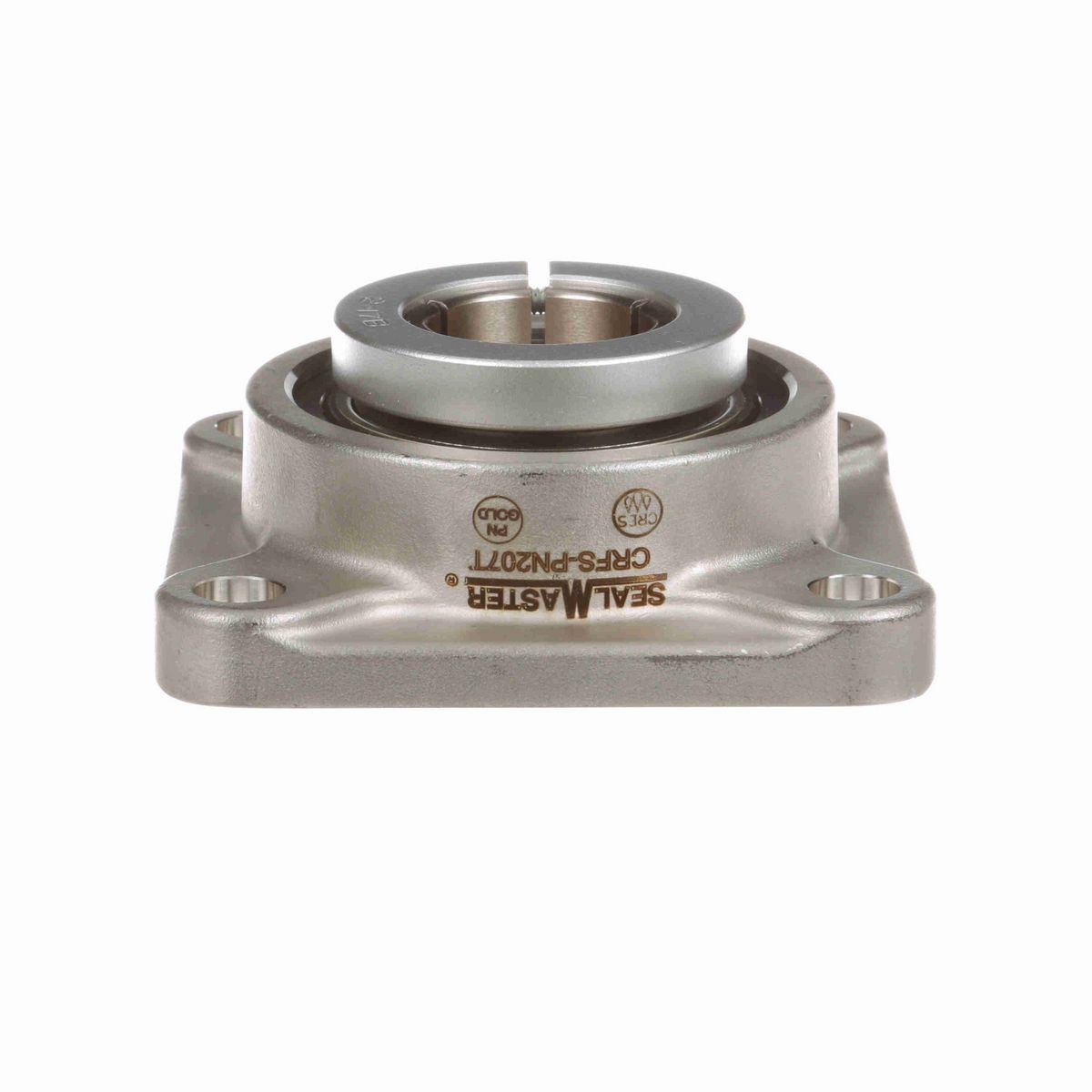 Sealmaster Mounted Stainless Steel Four Bolt Flange Ball Bearing - 52100 Bearing Steel, Phosphorus Nickel Coated - Concentric Lock - Corrosion Resistant - CRFS-PN207T