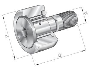 Игольчатый опорный ролик с цапфой INA KR22-X